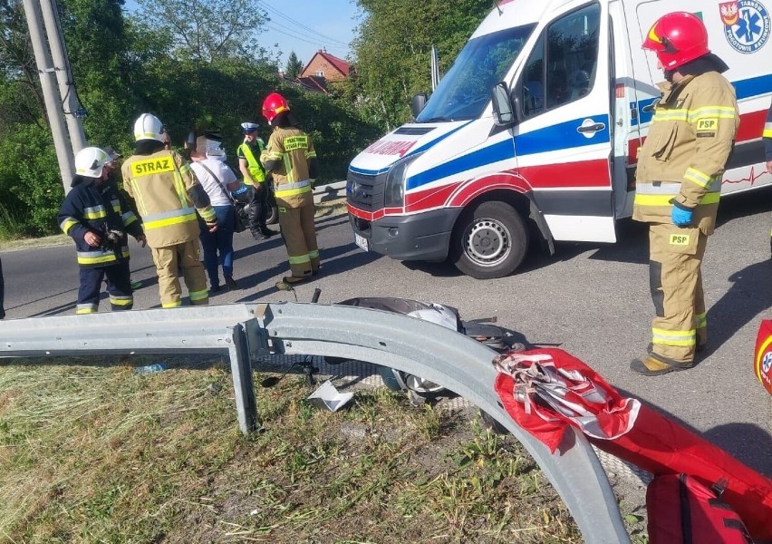 Wypadek z udziałem motorowerzysty w Łukanowicach