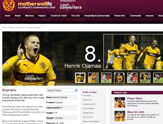 Henrik Ojamaa na oficjalnej stronie FC Motherwell