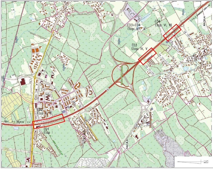 Miejsca, gdzie planowane są prace zaznaczono na mapie