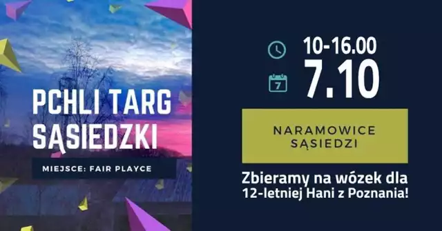 W niedzielę w Parku Rekreacyjno-Sportowym fairPlayce na Naramowicach stanie sąsiedzki pchli targ. Mieszkańcy organizują go, by pomóc 12-letniej Hani, która nie widzi, nie chodzi i wymaga stałej rehabilitacji.