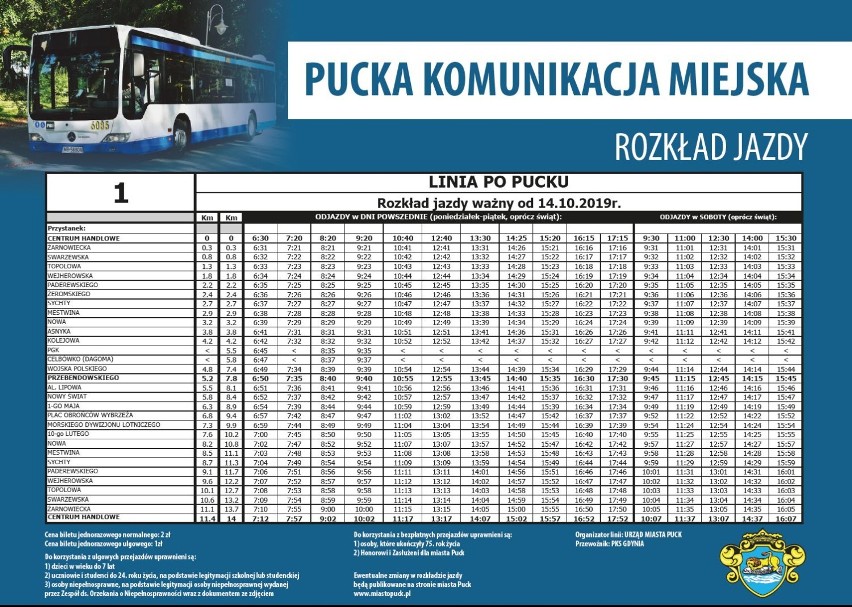 Puck: rozkład jazdy miejskiego autobusu