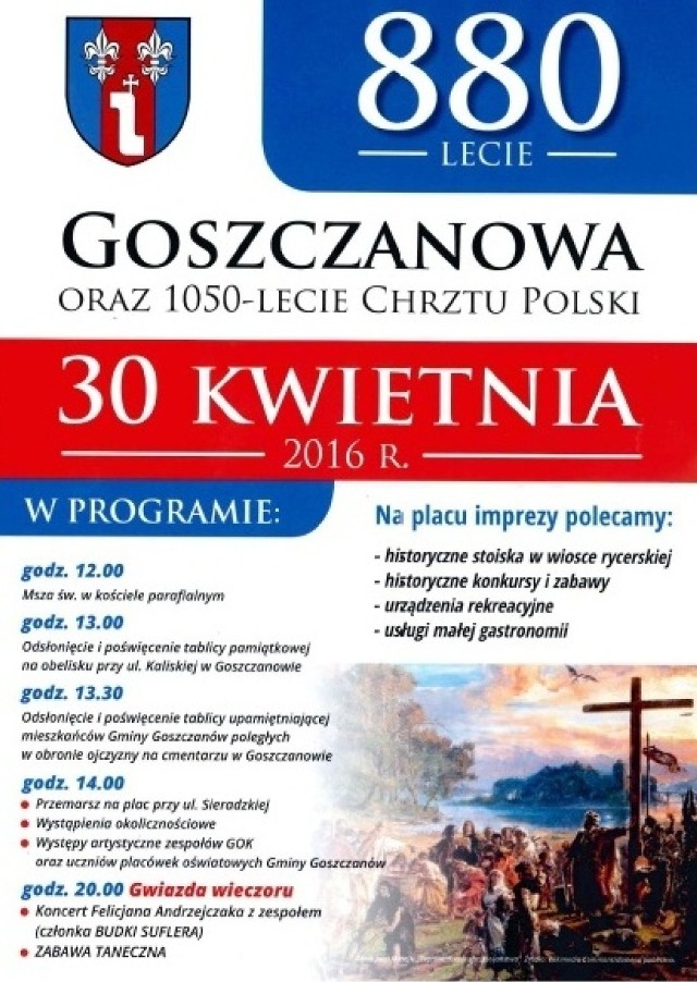 Goszczanów 880-lecie i 1050. rocznica chrztu Polski