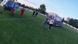 Mecz piłkarski w Dzierzgoniu przerwany przez lądowanie śmigłowca ratowniczego