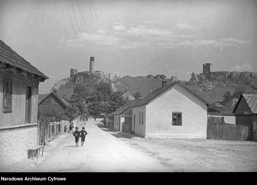 Widok na osadę i ruiny zamku w Olsztynie. Rok 1936...