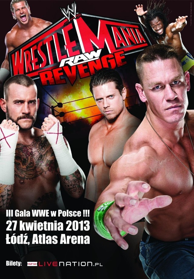 Plakat WWE RAW WrestleMania Revenge Tour w Łodzi