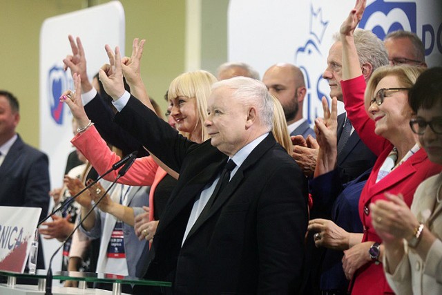 Prezes Prawa i Sprawiedliwości Jarosław Kaczyński w Legnicy.