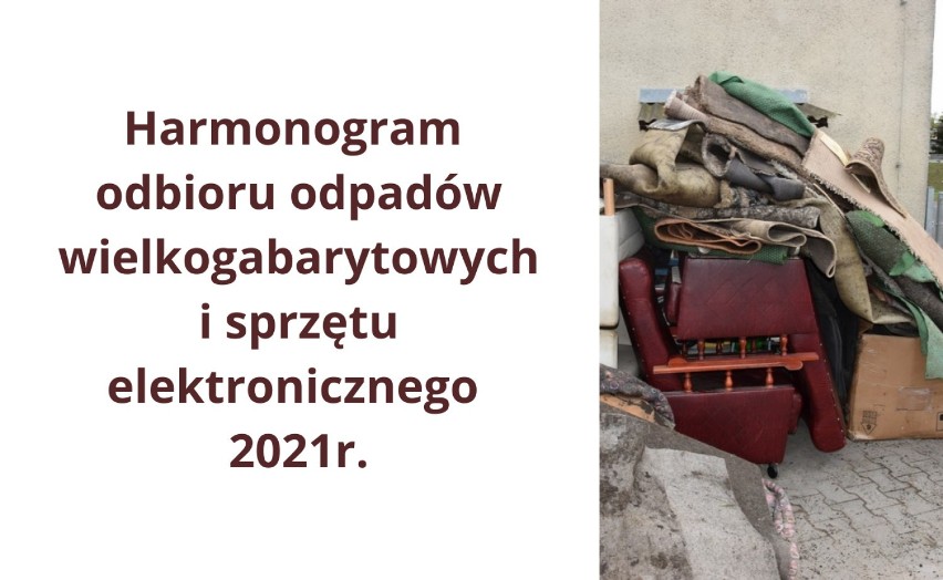 Harmonogram odbioru odpodów wielkogabarytowych i sprzętu elektronicznego w gminie Zbąszyń [Slajdy]