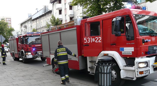 Stargardzcy strażacy w akcji przy ul. Piłsudskiego.