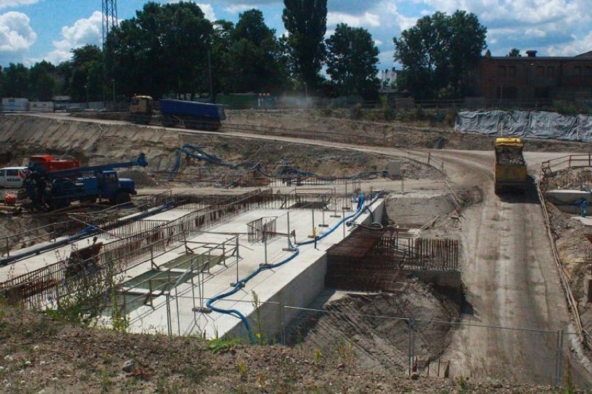 Dworzec Łódź Fabryczna. Plac budowy na początku lipca 2014.