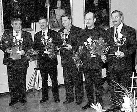Szefowie nagrodzonych firm: Kazimierz Damazyn, Grzegorz Romanowski, Jan Woziwodzki, Piotr Mądry i Jan Sierpowski. Fot. S. KOŚMIDER