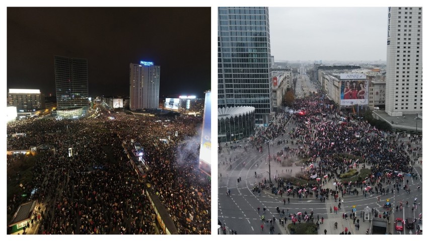 Dwa marsze, dwie Polski? Porównaliśmy zdjęcia Strajku Kobiet i Marszu Niepodległości