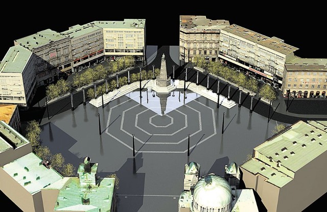 Tak ma wyglądać plac Wolności po przesunięciu pomnika Tadeusza Kościuszki o 32 metry na północ.