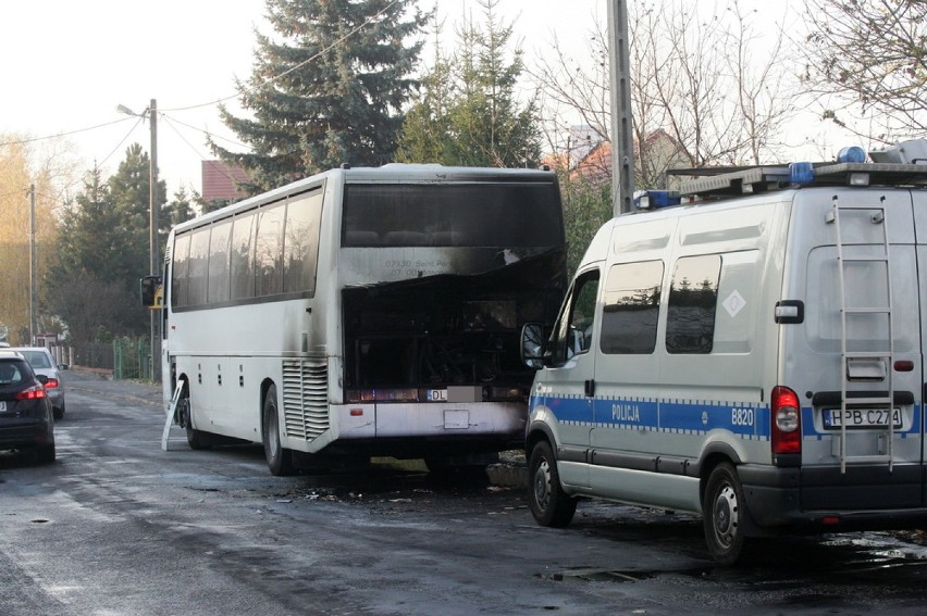 Płonął autobus w Koskowicach