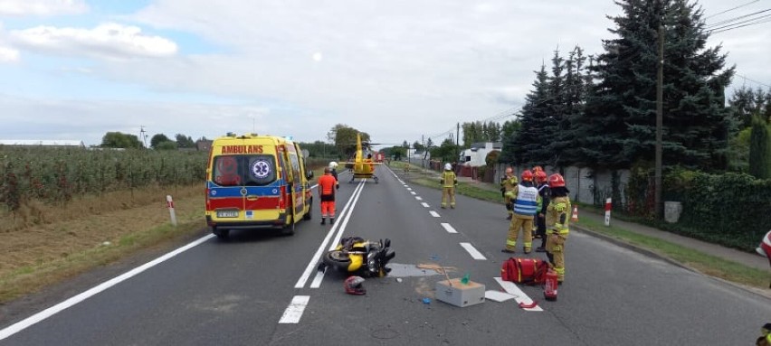 Wypadek w Opatówku z udziałem motocyklisty