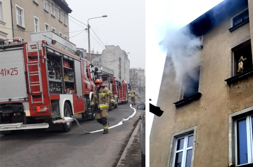 Pożar przy ul. Czerwonodwornej w Grudziądzu. W mieszkaniu...