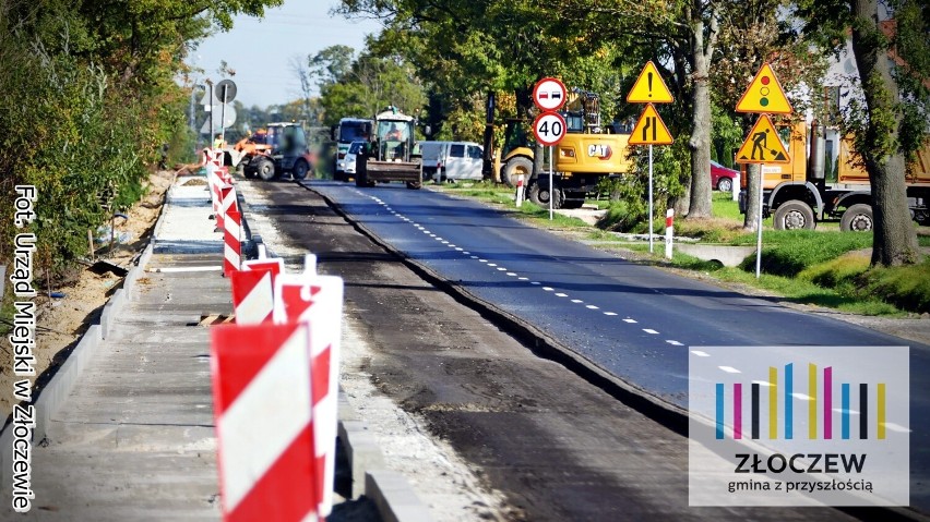 Prace i utrudnienia w ruchu na dwóch remontowanych drogach wojewódzkich w Złoczewie. Zobacz postęp robót ZDJĘCIA