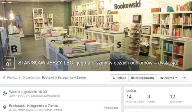 Dyskusja o twórczości Stanisława Leca w księgarni Bookowski