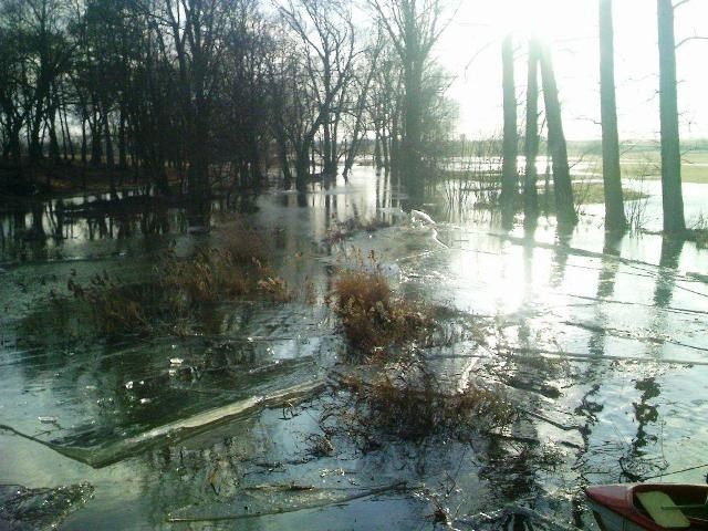 Koźmin Wlkp. - Strażacy walczyli z krą na rzece Orli. Zagrożony most w Skałowie [ZDJĘCIA]