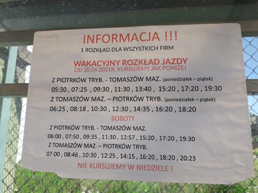 Wakacyjny rozkład jazdy busów z Tomaszowa Mazowieckiego. Aktualny rozkład jazdy