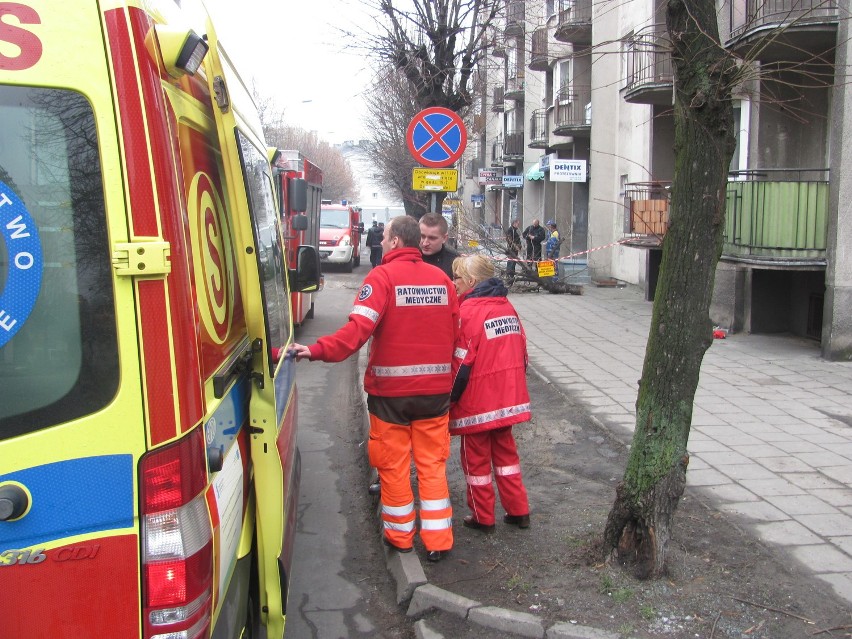 Wypadek na ulicy Lipowej w Kaliszu. Konar ranił mężczyznę. ZDJĘCIA