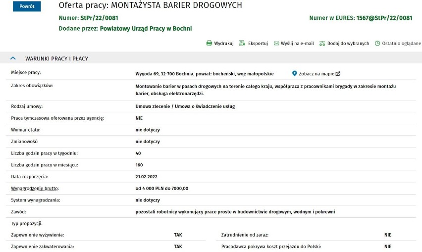 Najnowsze oferty pracy w Bochni i powiecie bocheńskim,...
