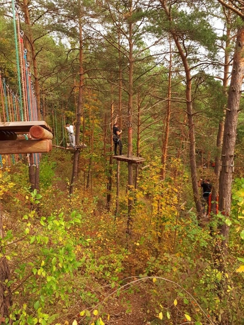 Ogromny park linowy na terenie dawnego kamieniołomu położony...