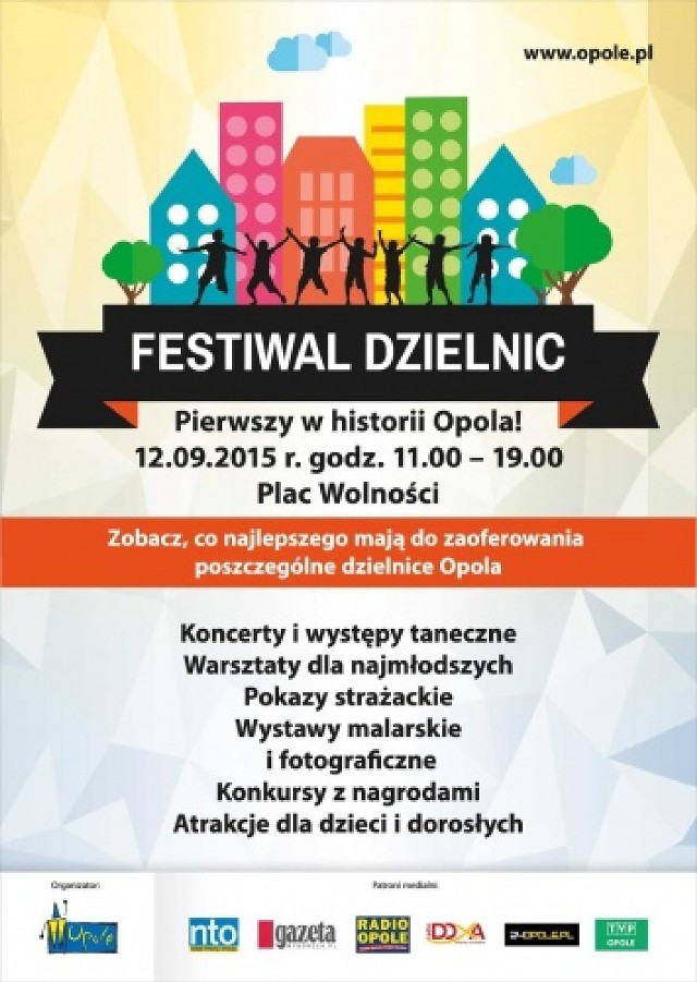 Festiwal Dzielnic odbędzie się 12 września (sobota) na placu Wolności w Opolu.