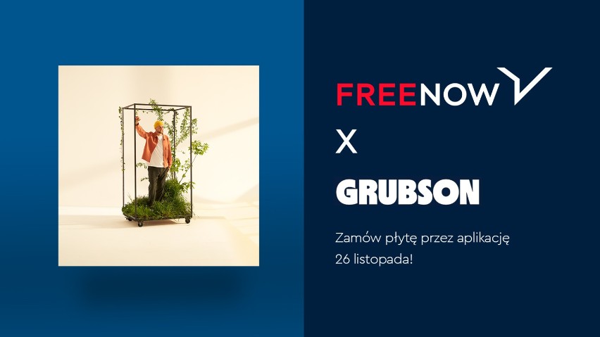 Nowy album Grubsona do zamówienia przez FREE NOW z dostawą taksówką