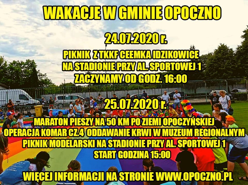 Weekend pełen atrakcji w Opocznie i regionie. Piknik rodzinny, akcja Komar i wiele innych PLAKATY IMPREZ