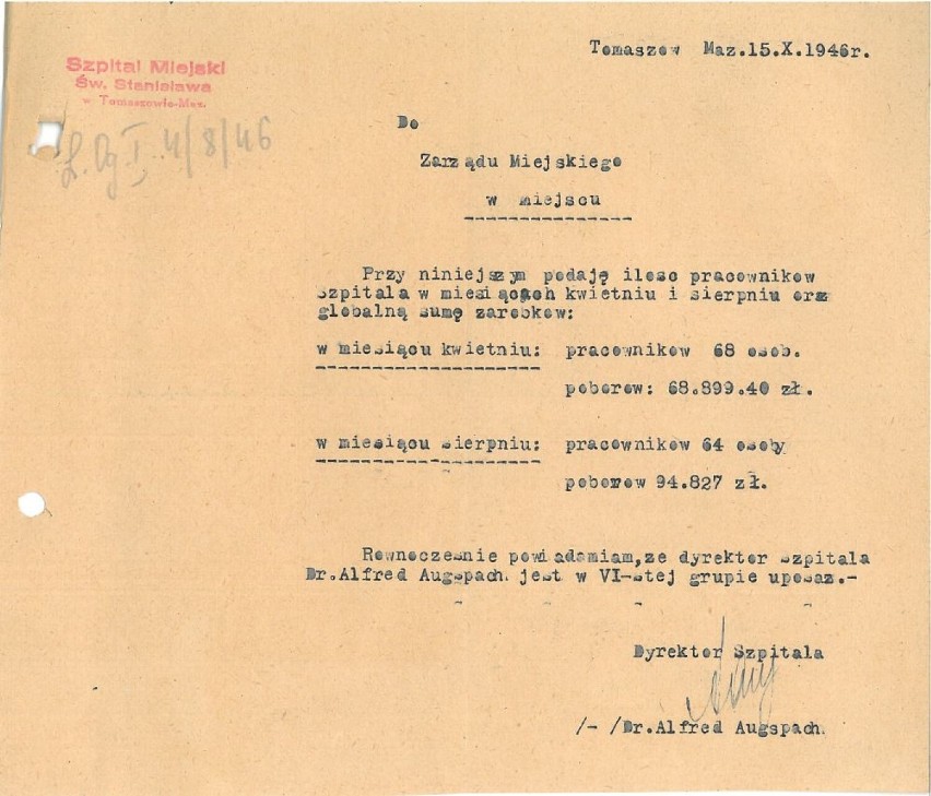 Opłata kuracyjna w Szpitalu Miejskim, 1923 r.