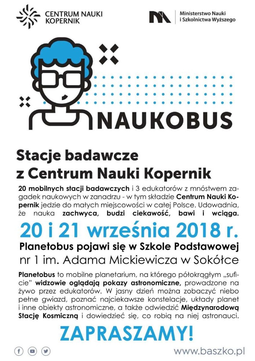 Niebo na wyciągnięcie ręki! Planetobus z Centrum Nauki Kopernik zaparkuje w Sokółce (plakat, zdjęcia)