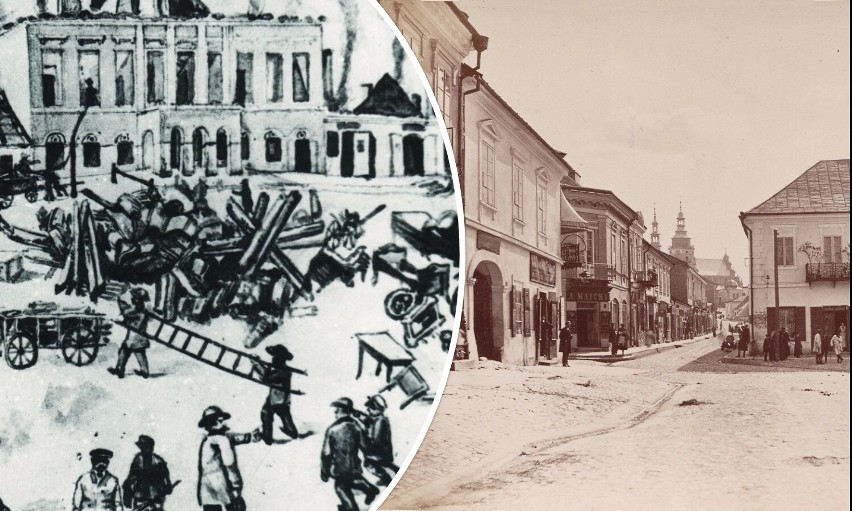 Jeden z pożarów rynku w Kielcach w XIX wieku. Zobacz jak...
