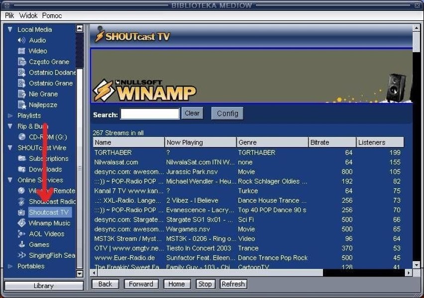 Screenshot programu Winamp