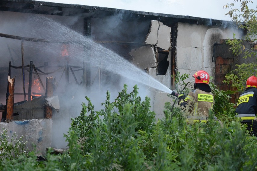 Pożar warsztatu samochodowego przy ul. Waryńskiego w Grudziądzu [zdjęcia]