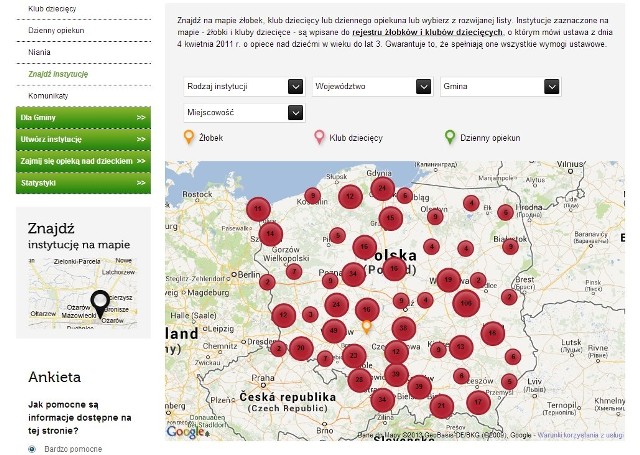 Lista żłobków, klubów dziecięcych i punktów dziennej opieki