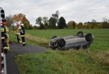 Wypadek na DK 32. Na tarasie Grodzisk - Rakoniewice dachował samochód 