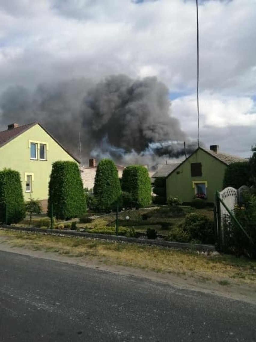 Duży pożar na terenie masarni  w gminie Lututów [zdjęcia]