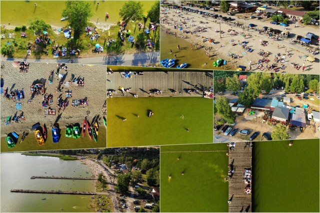 Upał sprzyja wypoczynkowi na plaży. Tłum na plaży przy jeziorze Firlej