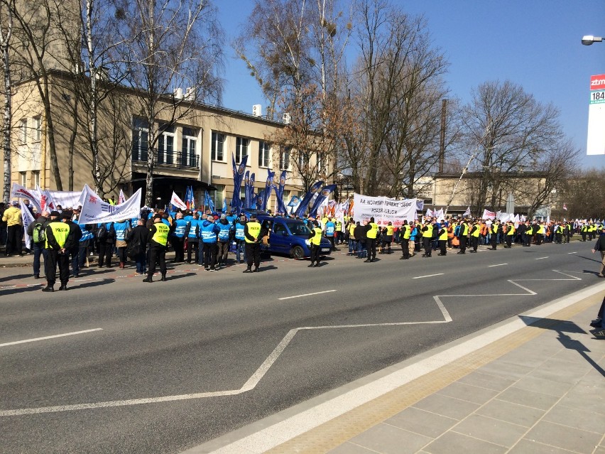Protest kolejarzy w Warszawie