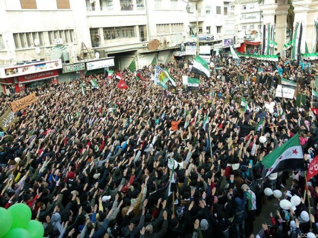 Demonstracja antyrządowa w Irdlib (http://www.flickr.com/photos/syriafreedom/6875269463/)