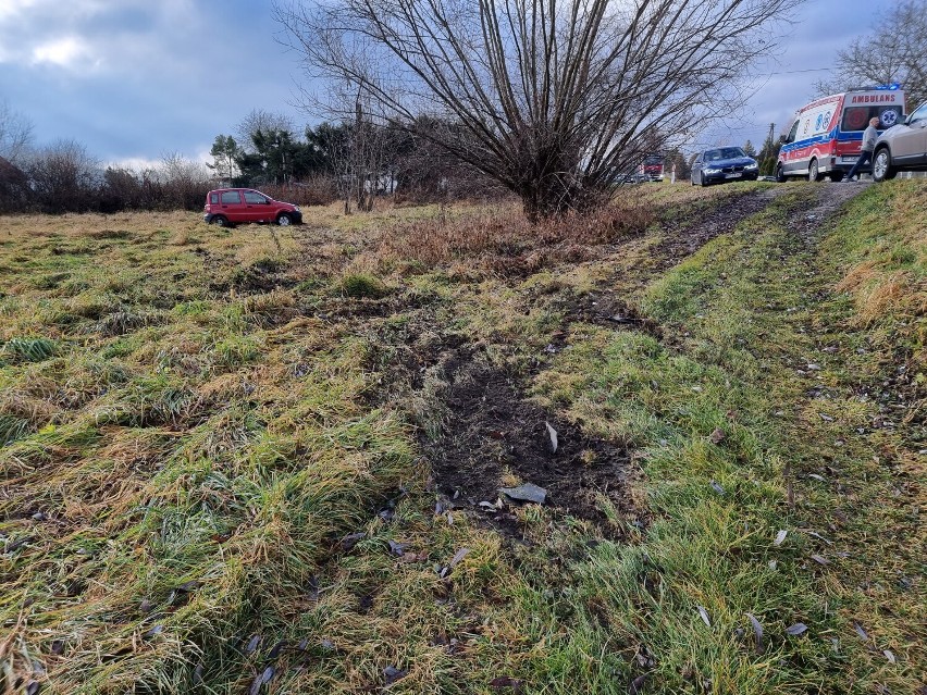 Wypadek w Wapowcach koło Przemyśla. 74-letni kierowca fiata wypadł z drogi [ZDJĘCIA]