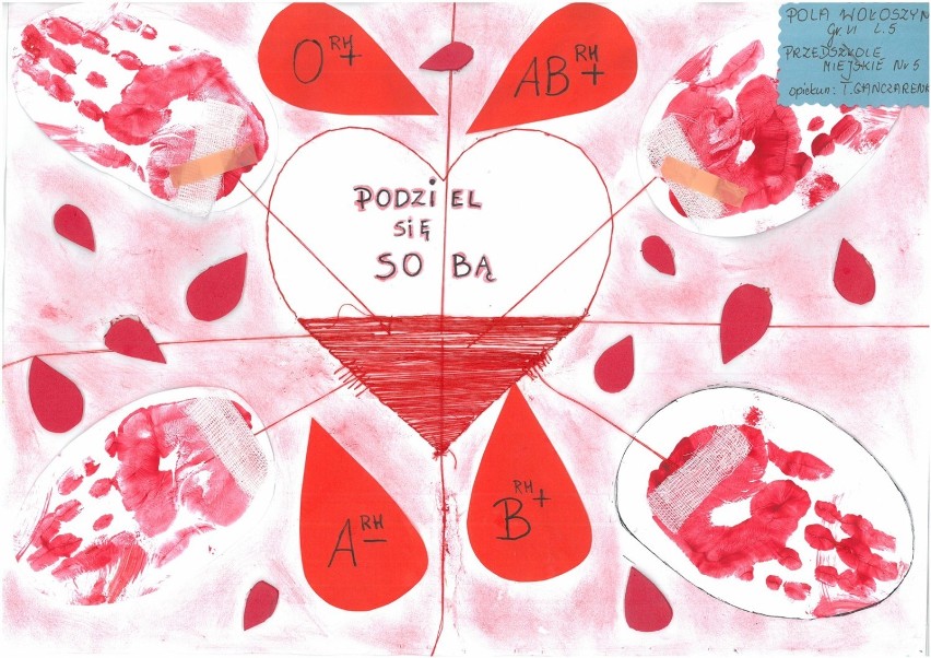 Piękne prace plastyczne uczniów z Kraśnika. Akcja promująca krwiodawstwo "Twoja krew ratuje życie”. Zobacz galerię prac