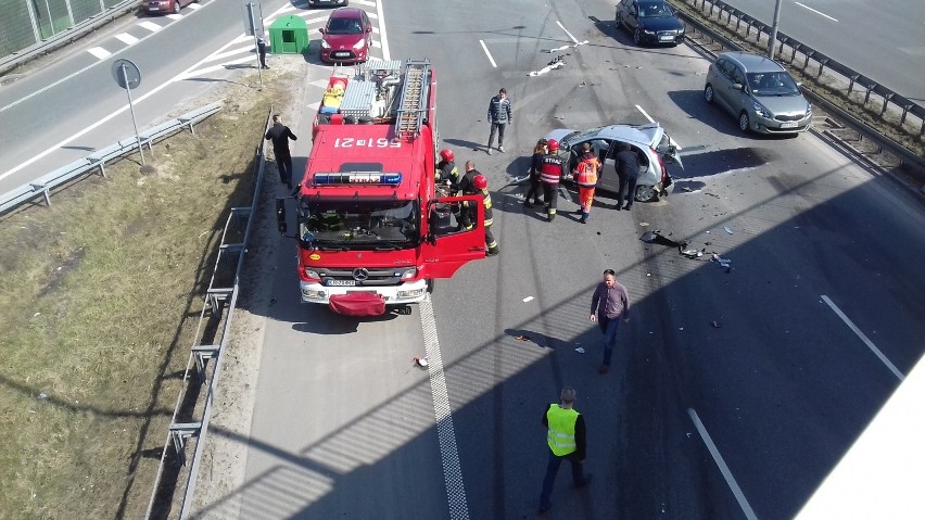 Wypadek na autostradzie A4 w Krakowie
