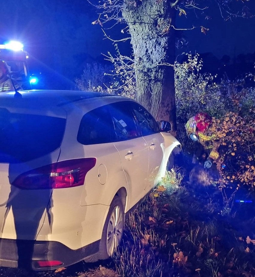 Gmina Obrzycko. W Karolinie auto uderzyło w drzewo [FOTO]