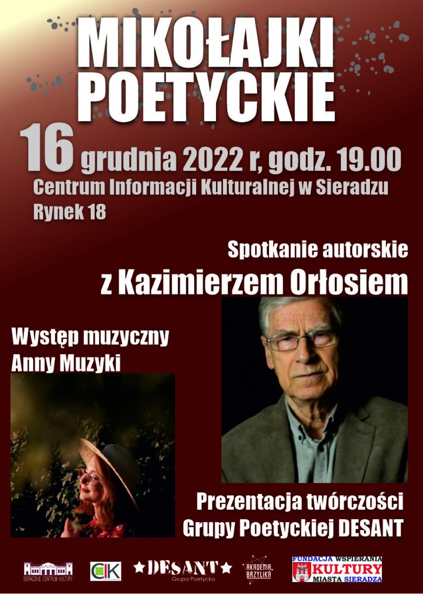 Mikołajki Poetyckie w Sieradzu 2022 odbędą się w piątek 16 grudnia. Co w programie?