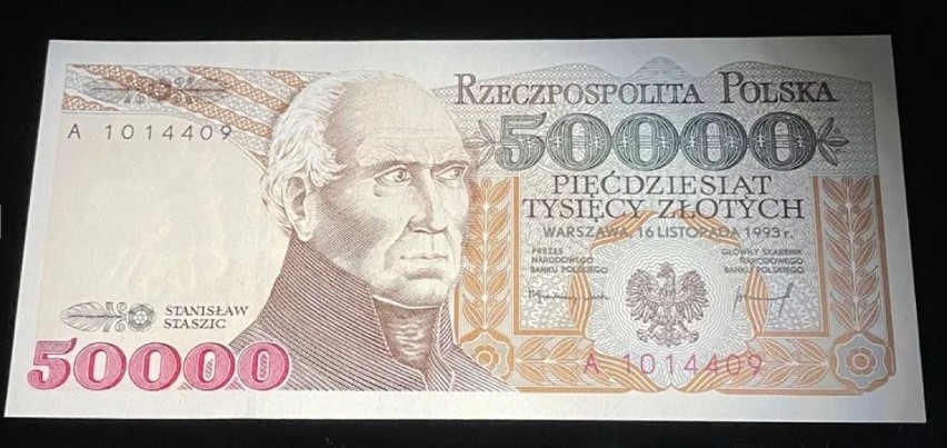 Banknot PRL 50000 złotych 1993 Seria A UNC RZADKI...