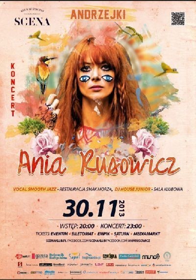 30 listopada 2013 (sobota) 
godz. 23:00
Klub Scena, Sopot, al. Franciszka Mamuszki 2 (Na plaży w Sopocie)
38 zł 