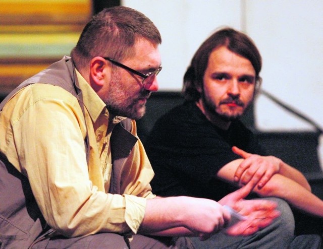 Jacek Głomb i Paweł Palcat podczas castingu w teatrze