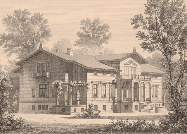 Rysunek dworu w Orłowie w „Architektonisches Skizzenbuch” (zeszyt nr 5 z 1872)