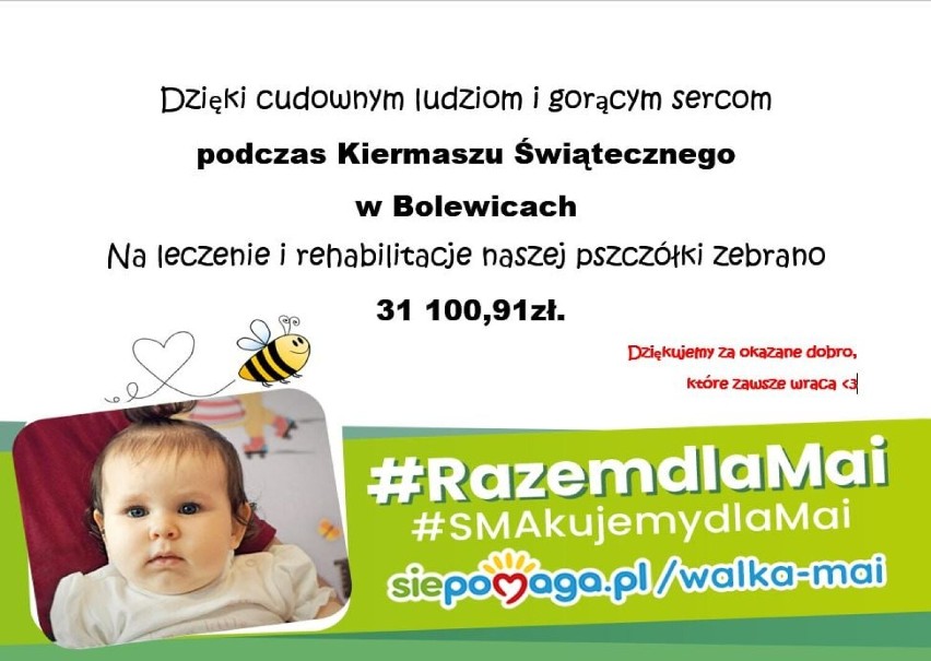Gmina Miedzichowo: Wiemy ile udało się zebrać w trakcie trwania Kiermaszu "Kolędujemy dla Mai"! Kwota jest olbrzymia!